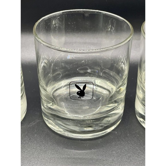 Vintage Playboy Bunny Hugh Hefner Rock Glass set of 3 - Picture 3 of 5